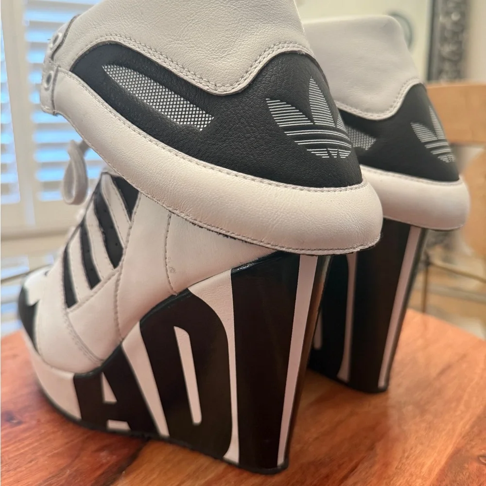 Jeremy Scott x Adidas Black and White Wedge Sneakers - Picture 9 of 17